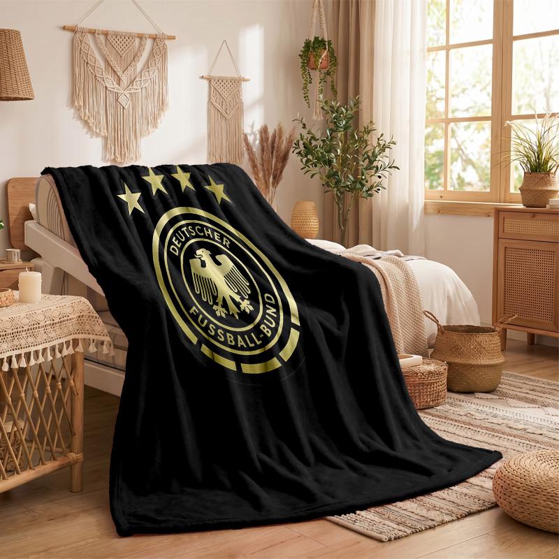 Couverture Flanelle Imprimée Équipe Nationale Allemande Couverture Douce Chaude Jeté de Canapé Lit Pour Maison Bureau Chambre à Coucher