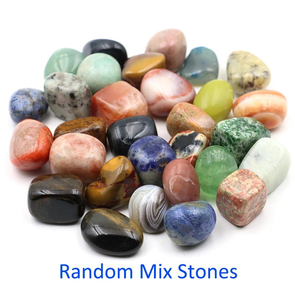 Mixed Gemstone Assortment: Raw Crystal Pebbles, Crushed Stone, Red Agate, Lapis Lazuli, Rose Quartz, Red Jasper, Amethyst.