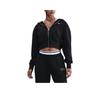 Logo Zip-Up Cropped Long Sleeve Hoodie Women Hoodies Black HV2426-010