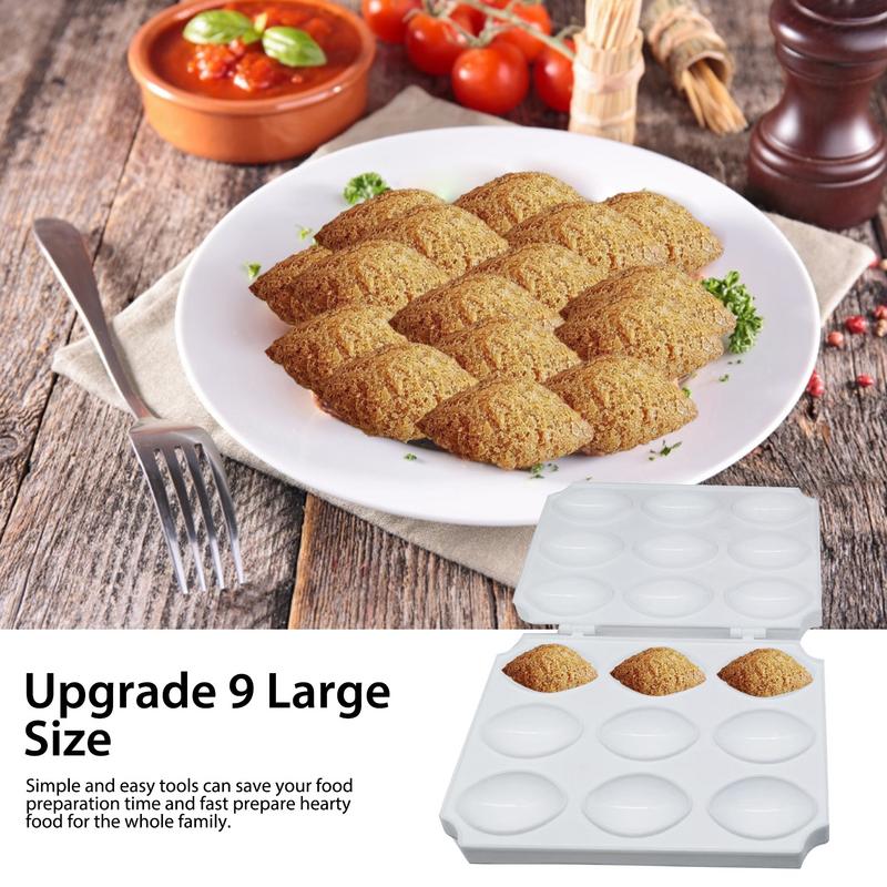 9 Holes 2023 Manual Kibbeh Meatball Maker Meatloaf Mold Press Minced Meat Processor Cake Desserts Pie Kitchen Tools