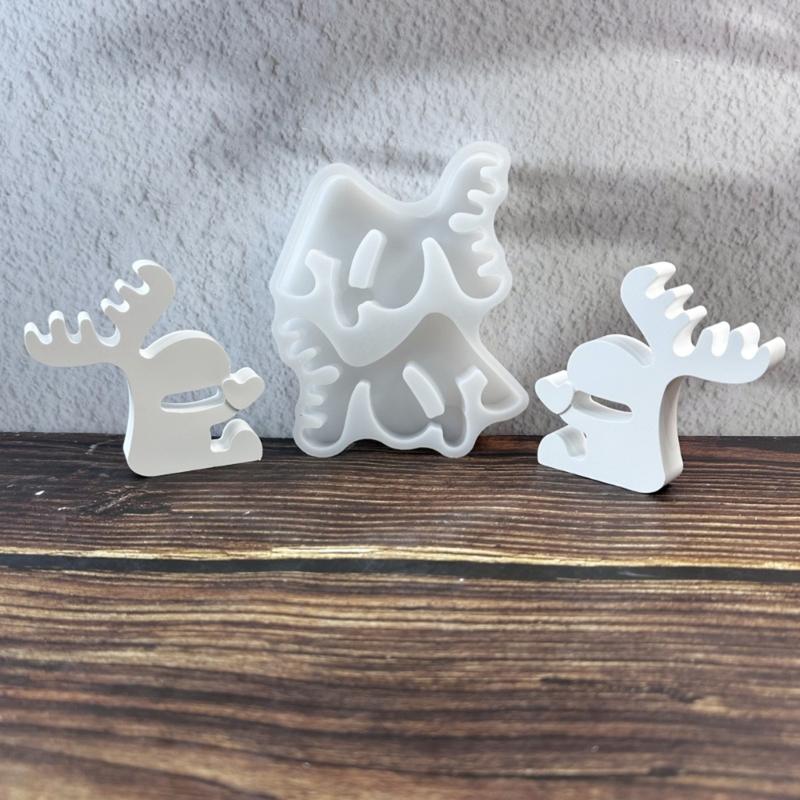Weihnachtsbaumschmuck Harzform Rentier Epoxidharz Gießform für Kerze Heimdeko Weihnachtsrentier Silikonform