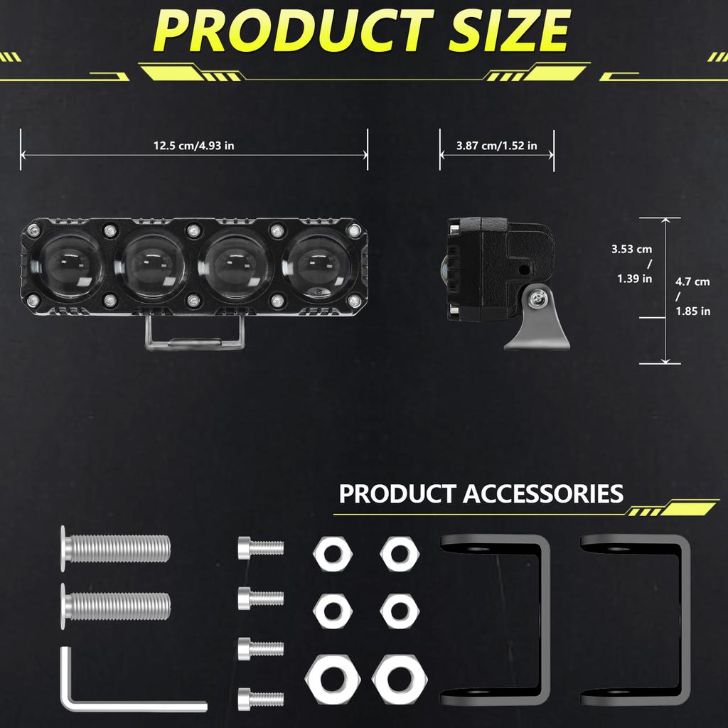 Motorcycle Spotlights Motorcycle LED Driving Lights with 5 Lighting Modes IP68 Waterproof for