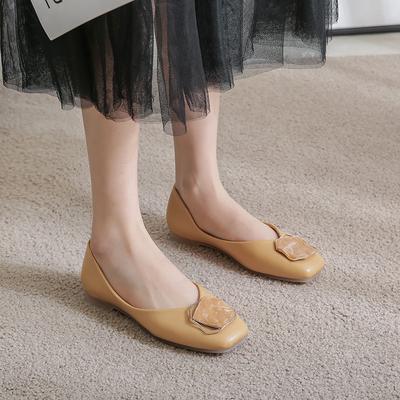 Vierkante neus platte zolen enkele schoenen, nieuwe lente feeërieke wind damesschoenen, oma schoenen, ondiepe beanie schoenen