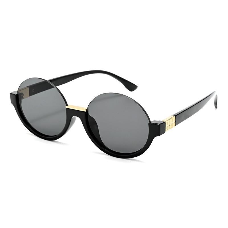 Leopard Print Half Frame Round Sunglasses Unisex Vin