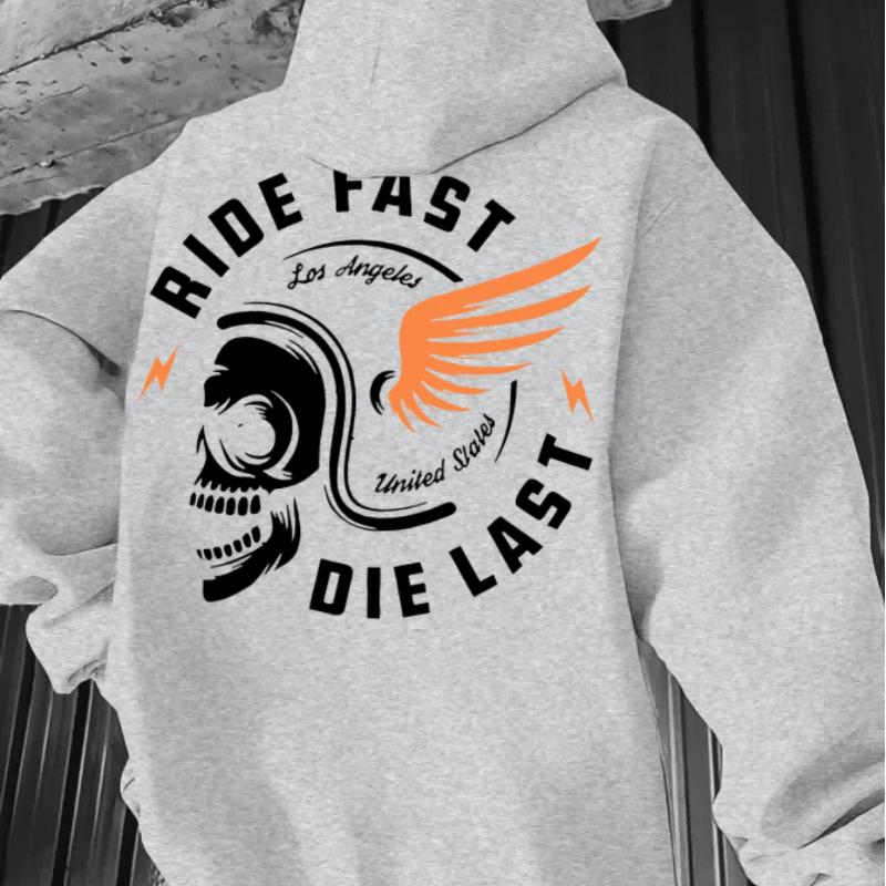 Happy Riding Letter Pattern Print Men'S Outdoor Clothing, Suitable for Outdoor, Travel Hoodies