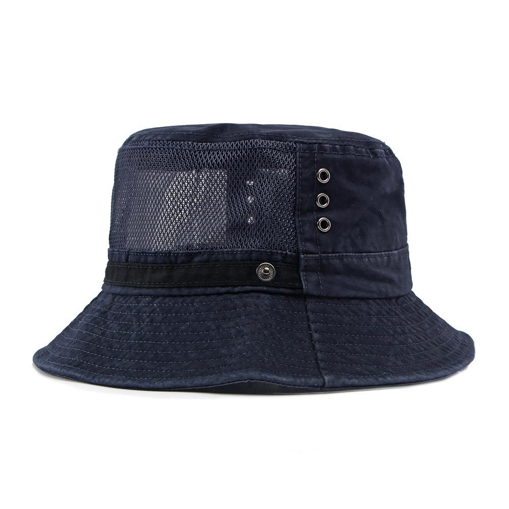 Summer Outdoor Breathable Mesh Fisherman Hat Unisex Flat Top Large Brim Sun Protection Sun Hat Mountaineering Hat
