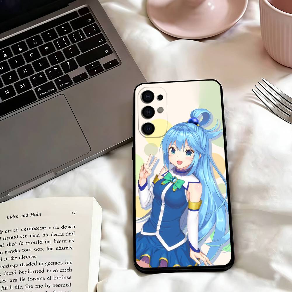 A-Aqua Anime KonoSubaS-S Phone Case For Samsung S25,S24,S21,S22,S23,S30,Ultra,S20,Plus,Fe,Soft Silicone Black Cover