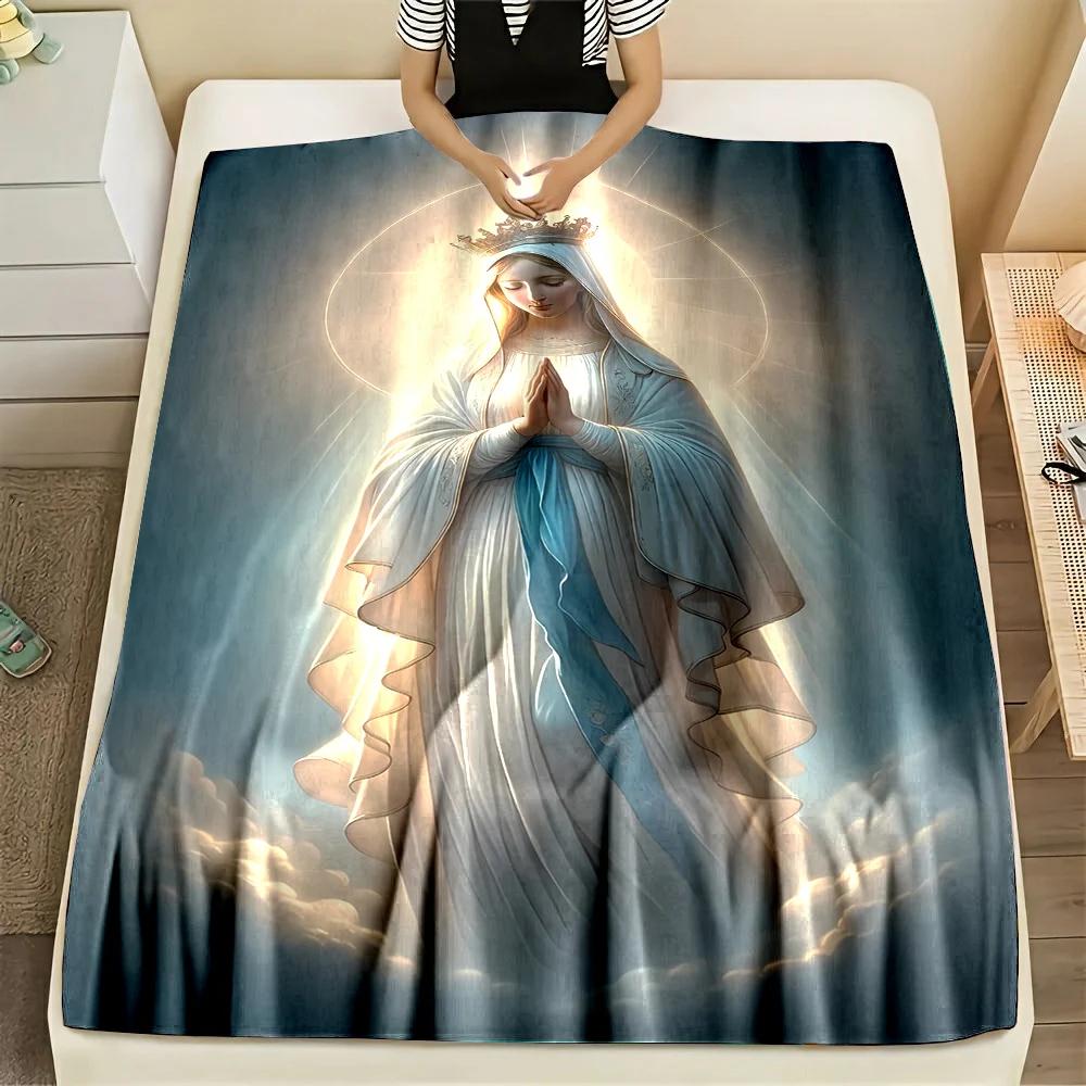 3D Warm Virgin Mary Pray Blanket,Soft Throw Blanket for Home Bedroom Bed Sofa Picnic Travel Office Rest Cover Blanket Kid‘s Gift