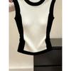 2026 Summer Women's Sleeveless Color Block Knit Vest - Plus Size, Waist-Cinched, Age-Reducing Round Neck