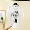 Korean Style Print T-shirt Women Summer round Neck Versatile Short sleeve Top Outer Wear Slimming Cotton Base Quick-Drying Sweatshirts