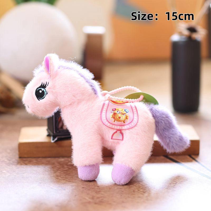 2026 Chinese New Year Mascot Horse Keychain Cartoon Simulation Pony Plush Doll Pendant Cute Bag Hanging Ornament Couple Gifts