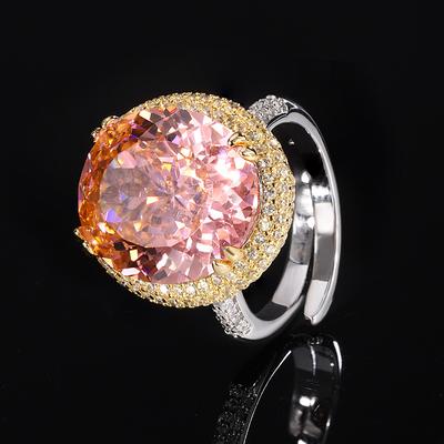 Schmuck Kupferboden Vergoldet Simulations Vogelnest Schliff Luxus Temperament Großer Eiförmiger Diamantring Damen 14 * 16