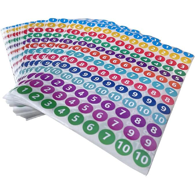 RIVEENY 24 Sheets 1 to 10 Consecutive Number Stickers - Self Adhesive Vinyl Decals for Indoor and Outdoor Waterproof Labels - Inventory
