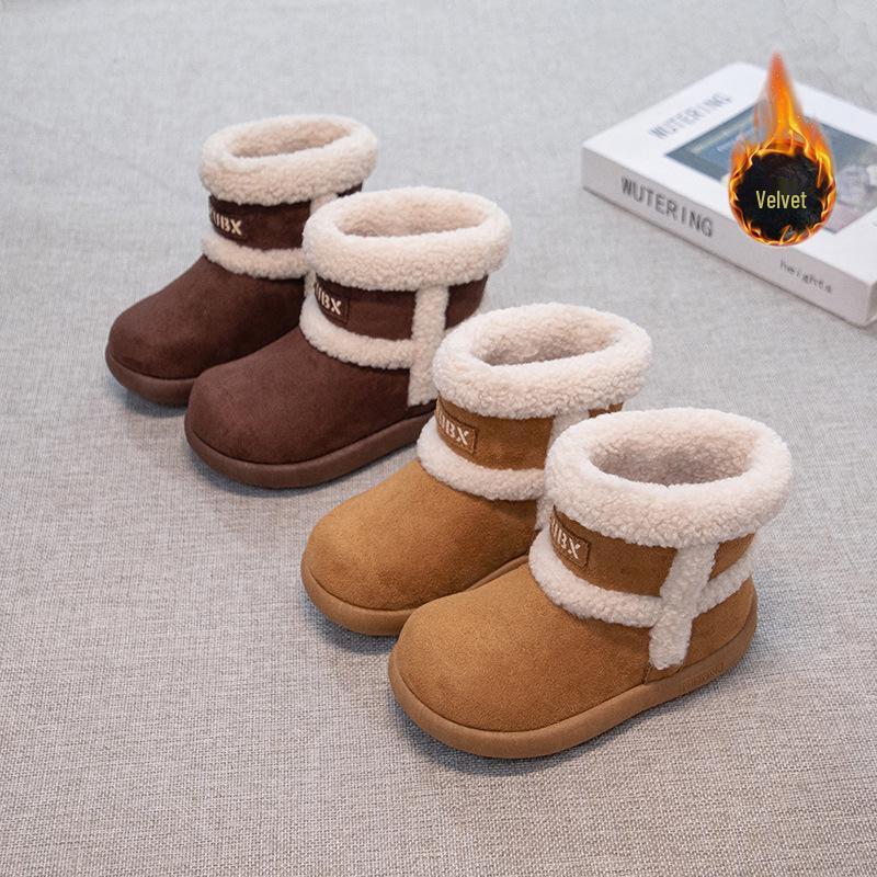 2025 Winter Children's Cotton Snow Boots - Warm, Comfortable, Fashionable, Plus Velvet, Medium & Large Sizes