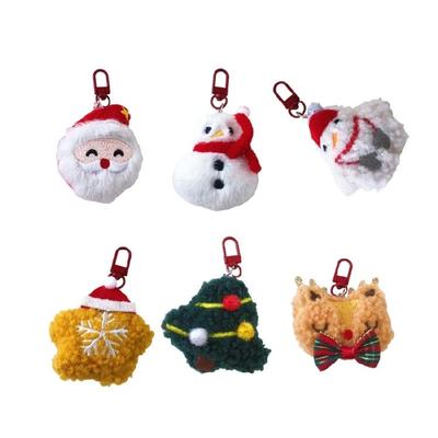Set of 6 Christmas Holiday Season Plush Keychain Cartoon Character Keyring Charm Soft PP Cotton Bag Pendant Accessory
