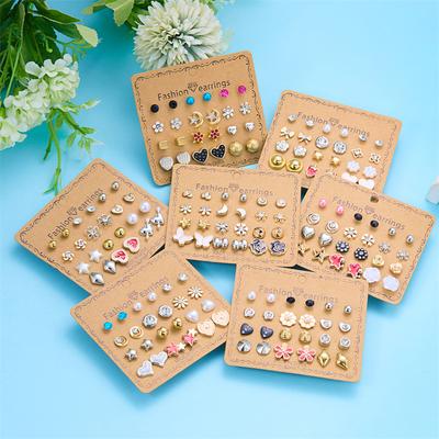 12 Pairs Combination Stud Earrings For Women Girl Moon Star Flower Pearl Zircon Heart Mini Earring Party Personality Jewelry