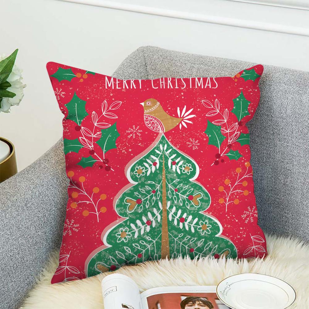 Merry Christmas Art Logo Pillow Case For Car Sofa Decorative Home Double-sided Print Plush Square Throw Pillow Cushion Cover
