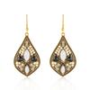Vintage Ethnic Antique Gold Color Water Drop Earrings for Women Boho Simple Hollow Rhinestone Dangle Earrings Wedding Jewelry