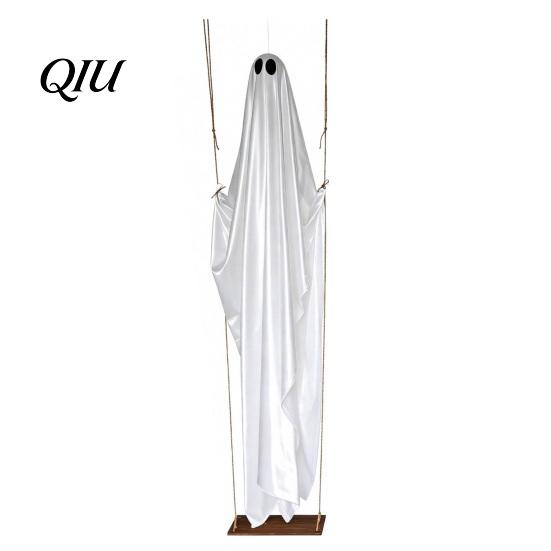 Halloween Tree Hanging Swinging Ghost Decoration, LED Light Up Large Spooky Outdoor Party Decorations with Remote Control for Outside Garden