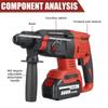 3 IN 1 Brushless Cordless Rotary Hammer Drill 588VF Rechargeable Electric Hammer Impact Drill for 18V Battery