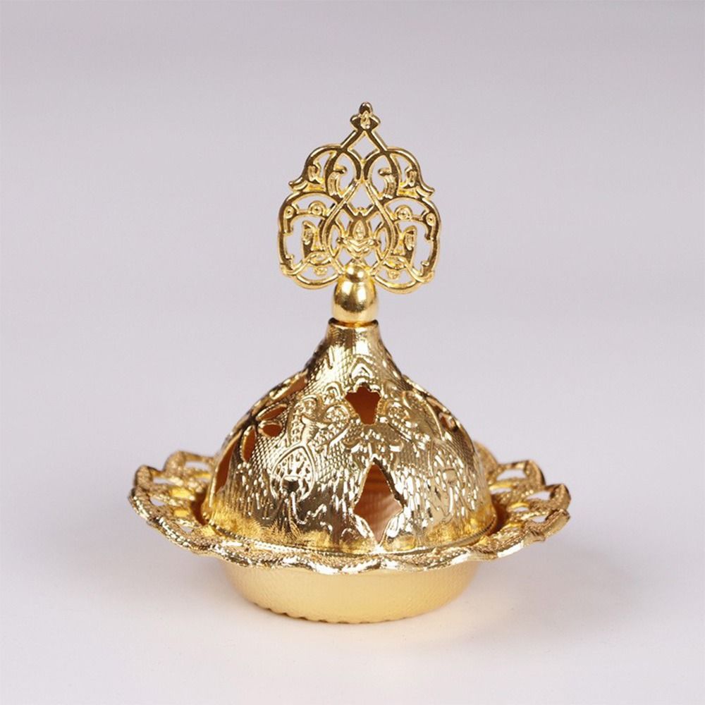 New Gold Incense Burner Middle East Arab Star Moon Incense Holder Hollow Metal Censer Home Decoration