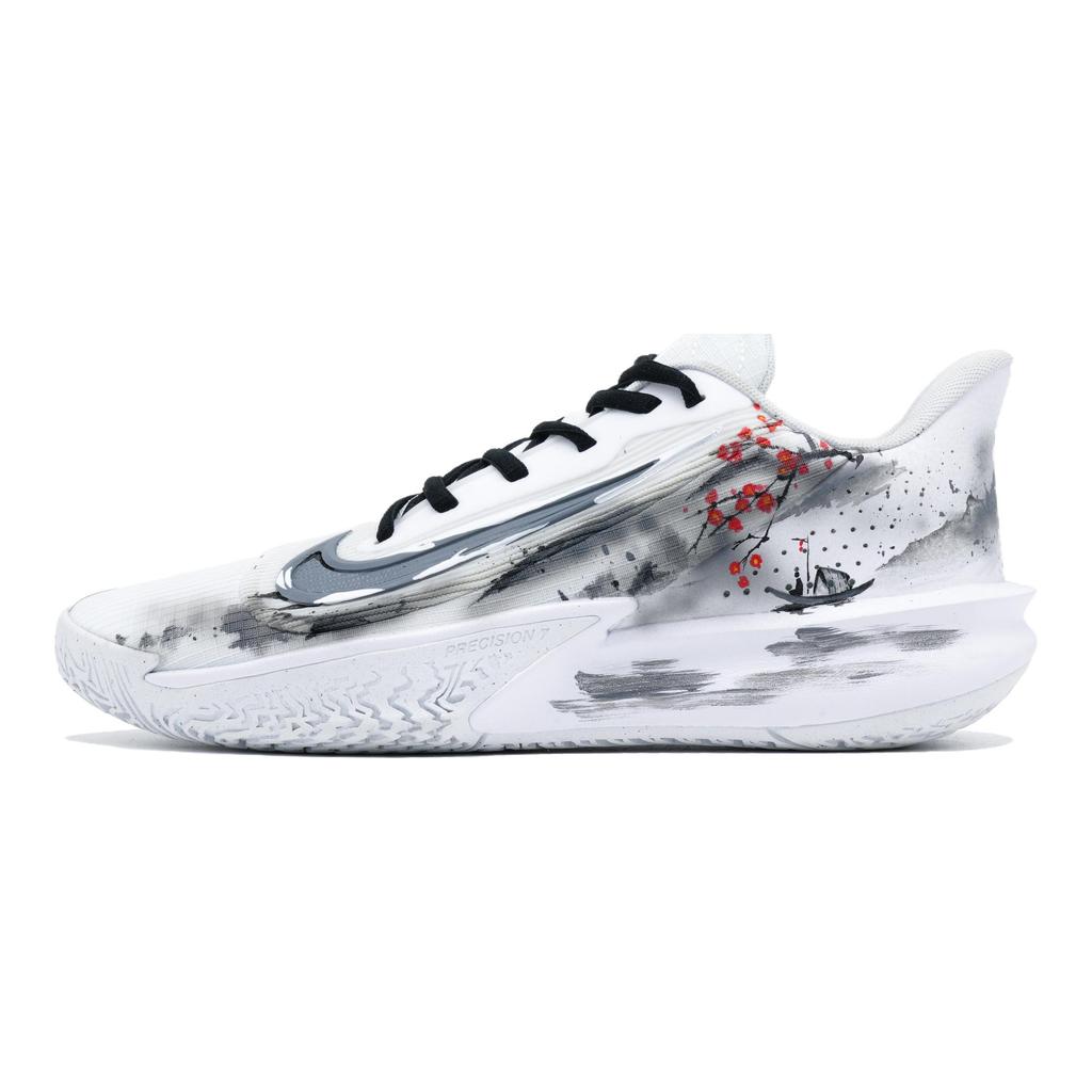 Nike Precision 7 Low top Basketball Shoes Unisex White Gray FN4322-100(Team145-)