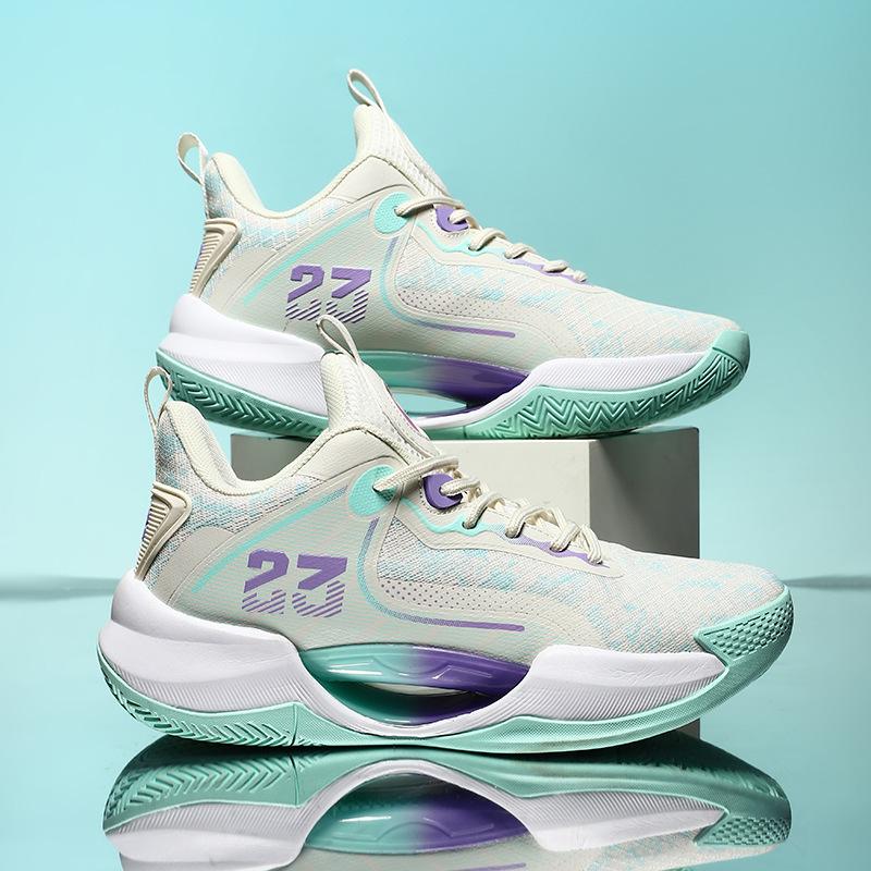 Mandarin Duck Color Scheme Youth Low-top Actual Basketball Shoes Men and Women Versatile Shock Absorption Non-slip Couple Casual Sports Shoes Tide