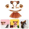 Kid Lion Tail with Lion Ear Headband Nose Gloves Skirt Bowtie Halloween Animal Costume Accessories for Boy Girl Cosplay