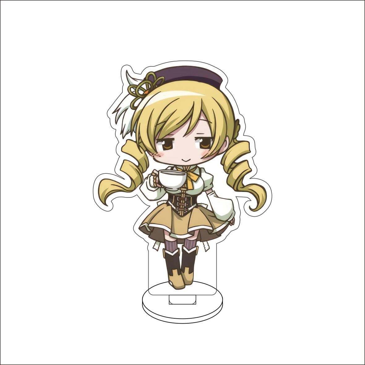 

10CM Anime Puella Magi Figure Stand Model Tomoe Mami/Incubator/Sakura Kyouko/Kaname Madoka Cute Desk Decor Standing Sign Gifts 10CM