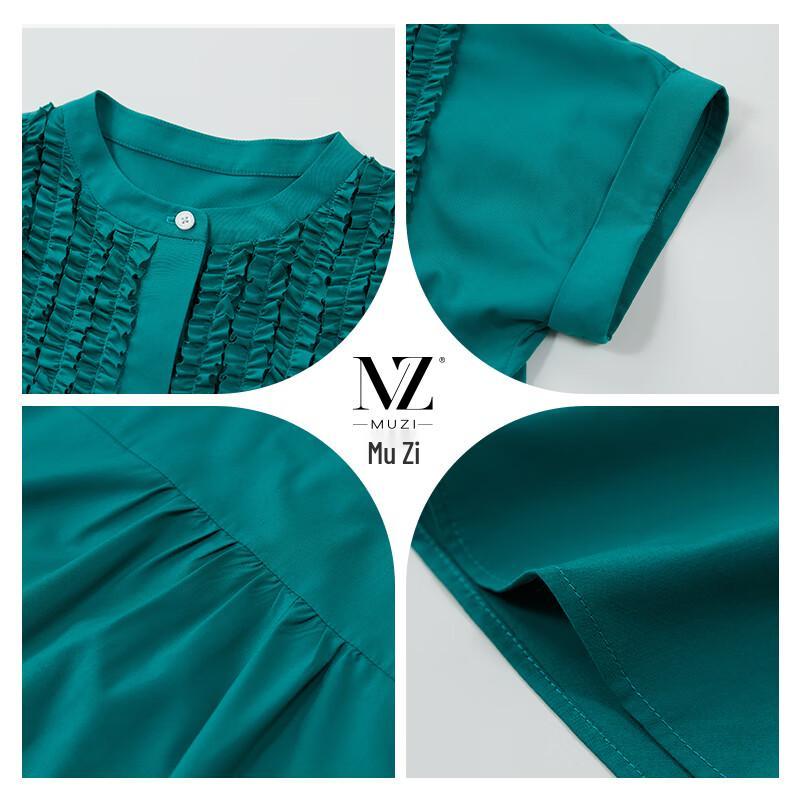 Mu Zi Women's Summer Short-Sleeve Blouse