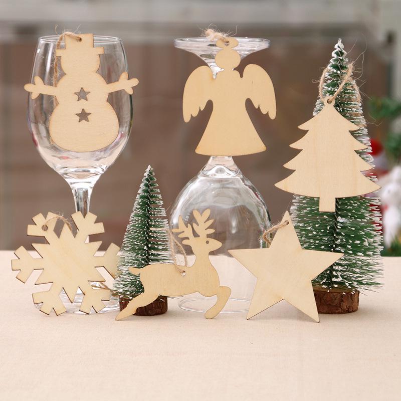 Christmas Decorations Wooden Christmas Tree Decorations Hanging Home Hanging Items Pack of 10 Pieces