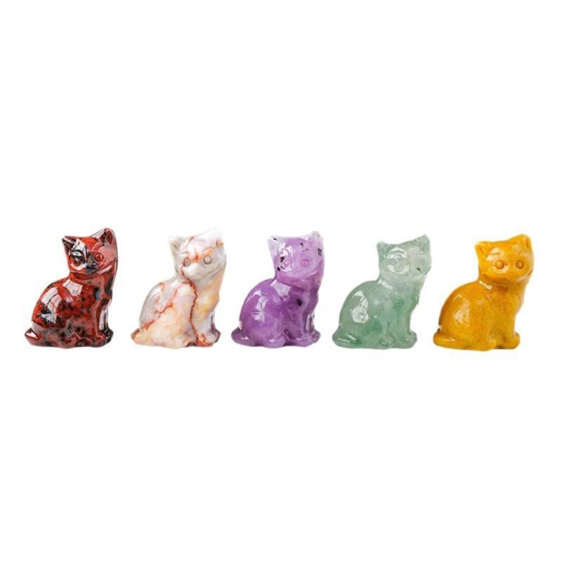 Kristall Glückskatzen Figur Schnitzerei Miniatur Ornament für Schreibtisch Fengshui Dekorationen Symbol für Glück Tierstatue