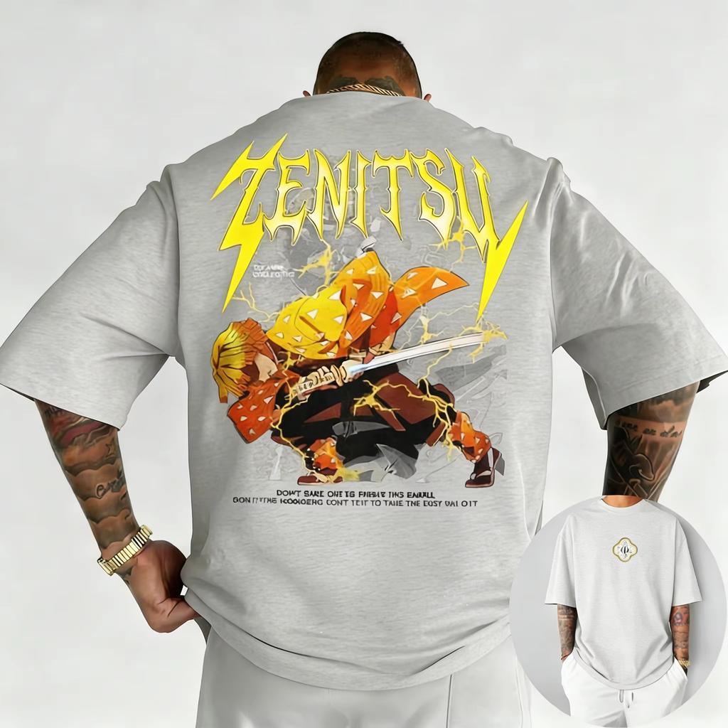 2026 New Summer Mens Tshirt  Demon Slayer Anime Shinee Print  Cool and Trendy Harajuku Style  Fashionable Casual Wear