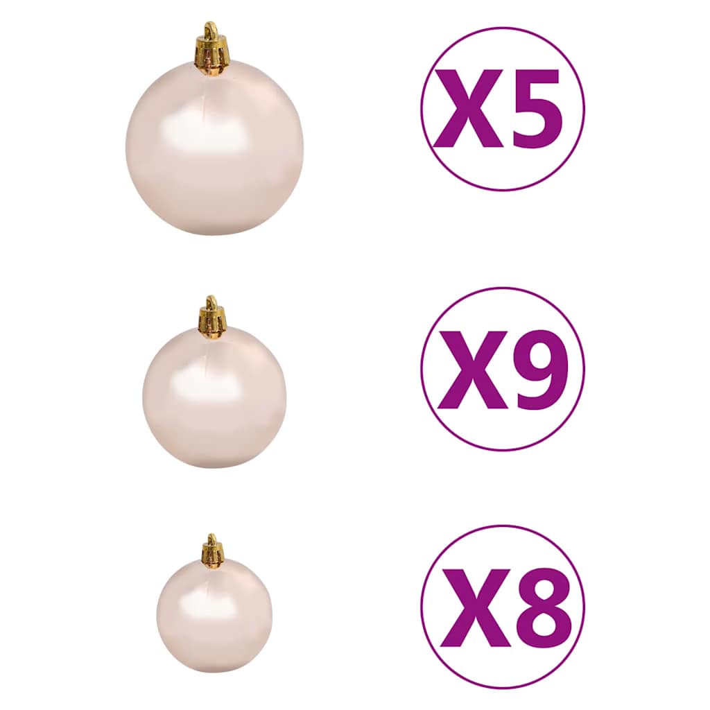 Vidaxl Sztuczna Choinka Z Lampkami I Bombkami, Biała, 150 Cm, Pvc