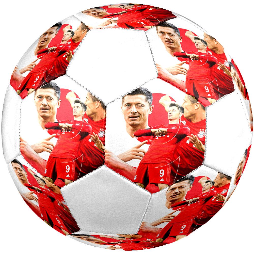 Robert Lewandowski Size 5 Soccer Ball, Machine-Stitched PVC, Durable & High Bounce, All Ages Fit, Fan Merchandise, Matches & Outdoor Use.