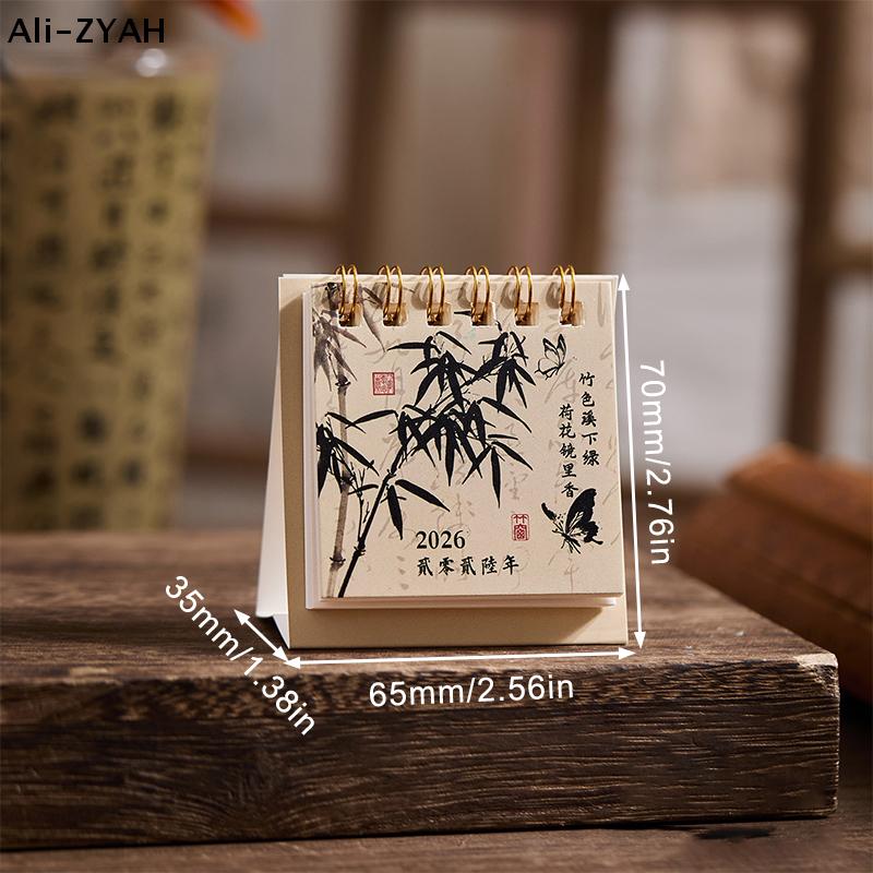 2026 מיני לוח שנה פשוט לוח שנה שולחני קטן לוח שנה סלילי יצירתי מתכנן קישוט שולחני כלי כתיבה למשרד