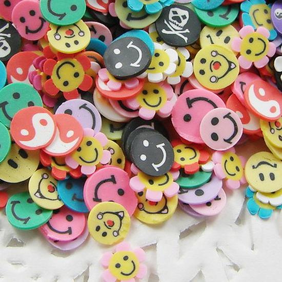 5mm Polymer Clay Slices for Nail Art, DIY Crafts: Fruit, Animal, Flower, Smiley Face, Heart Shapes