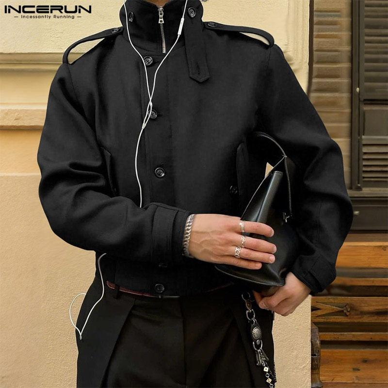 INCERUN Autumn Men Stand Neck Long Sleeve Casual Buttons Jackets Coats