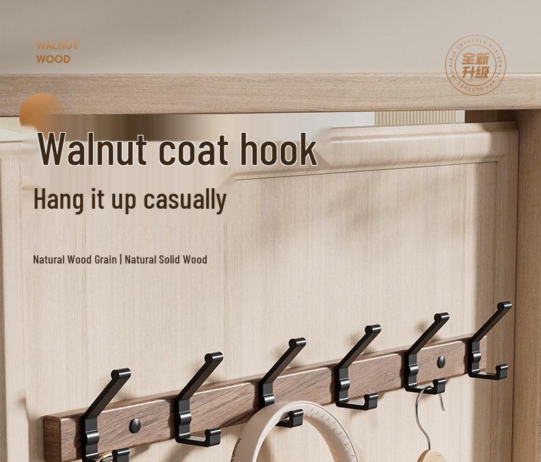 Walnut Strong Load-Bearing Door & Wall Hook Rack