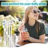6 Plastic Straws Reble for Stanley Tumbler 30 Oz 40 Oz, 12 Inch Straight Replacement Straw with 6 Colorful Straw Covers, 2 Cleaning Brushes for