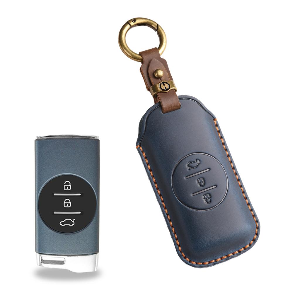 The New Retro Key Cover Is Suitable for Chery Xingtu Car Tiggo 7 Special Handmade Leather Key Bag Shell Ring.