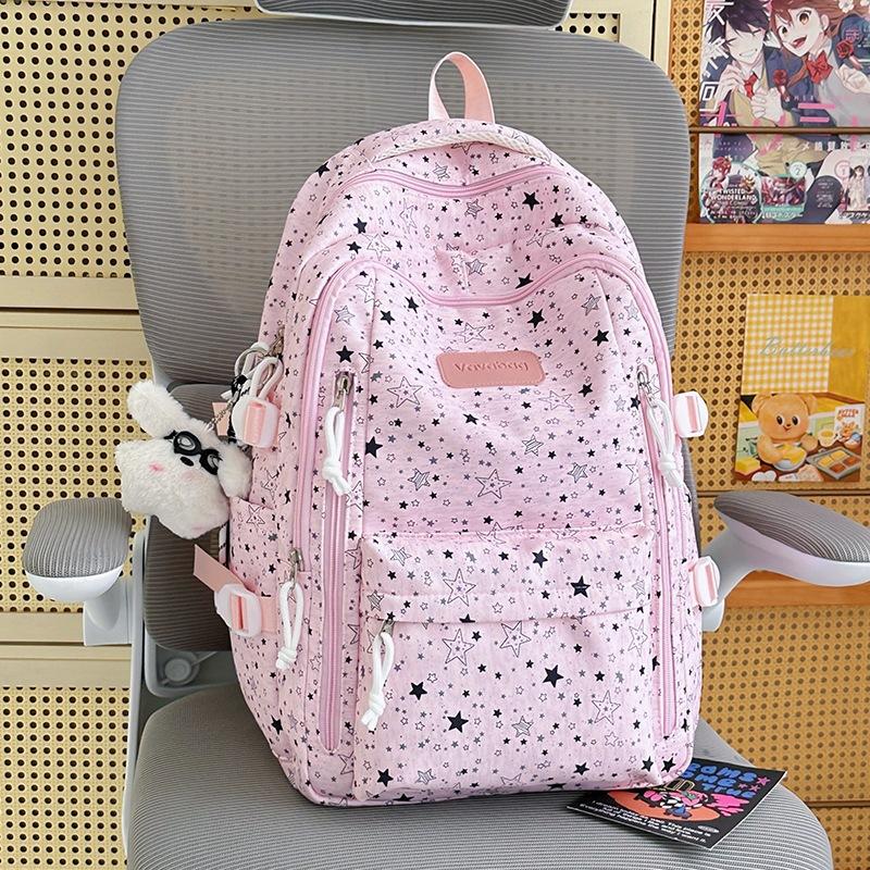Schoolbag1011 new schoolbag female ins niche middle and high school large capacity star printed backpack female student computer bag