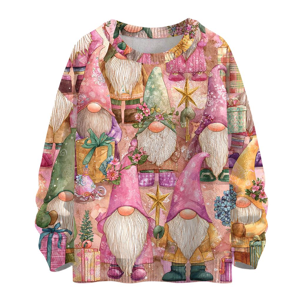 Women's Casual Long Sleeve Woolen Christmas Sweatshirt Fall  Vacation Long Sleeve Pullover