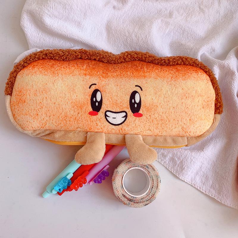 Creative And Quirky Toast, Bread, Pencil Case, Cute Pencil Case, Stationery Storage Bag
