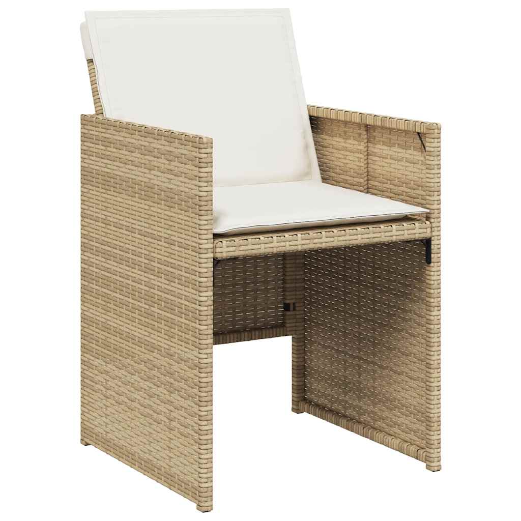 17 Piece Outdoor Dining Set with Cushions Beige Poly Rattan