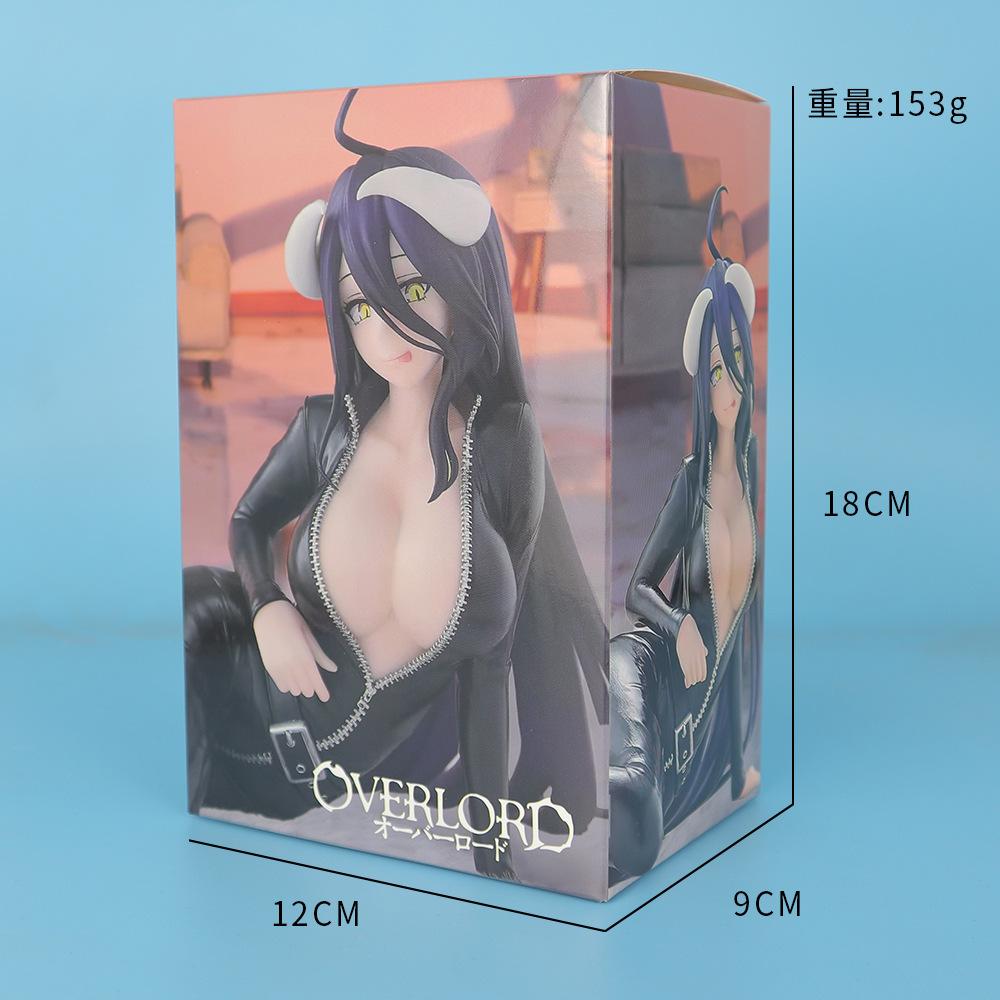 10CM Anime Overlord Albedo Figurka Sedící Kožené Oblečení Oblečená Volný Čas Ver Modelová Hračka Panenka Akční Figurka Stolní Panenka