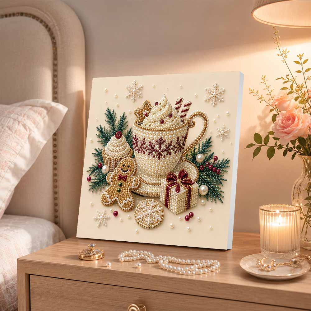 Perlenmalerei Weihnachts-Kunst-Set Lebkuchenbecher Schneeflocke Geschenk DIY Heimdeko Malerei