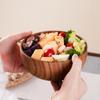Fine Natural Hand-Made Wooden Salad Bowl Classic Round Acacia Wood Salad Dining Bowl Plates Premium Wood Kitchen Utensils