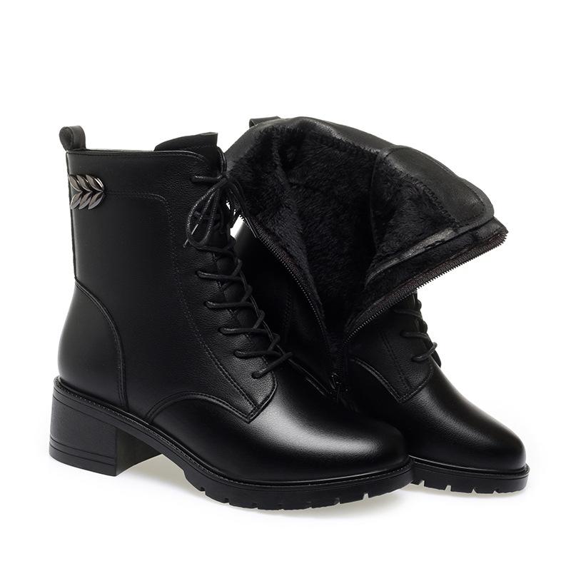 

Кожаная обувь женская в британском стиле ботинки Мартина делают ноги маленькими толстые ботинки из мягкой кожи на мягкой подошве зимняя обувь осенне-зимние бархатные короткие ботинки 41