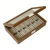 Watch Box Display Case with Glass Lid Dust Proof Watch Holder Organizer for Most Styles Walnut Grain 12 Slot